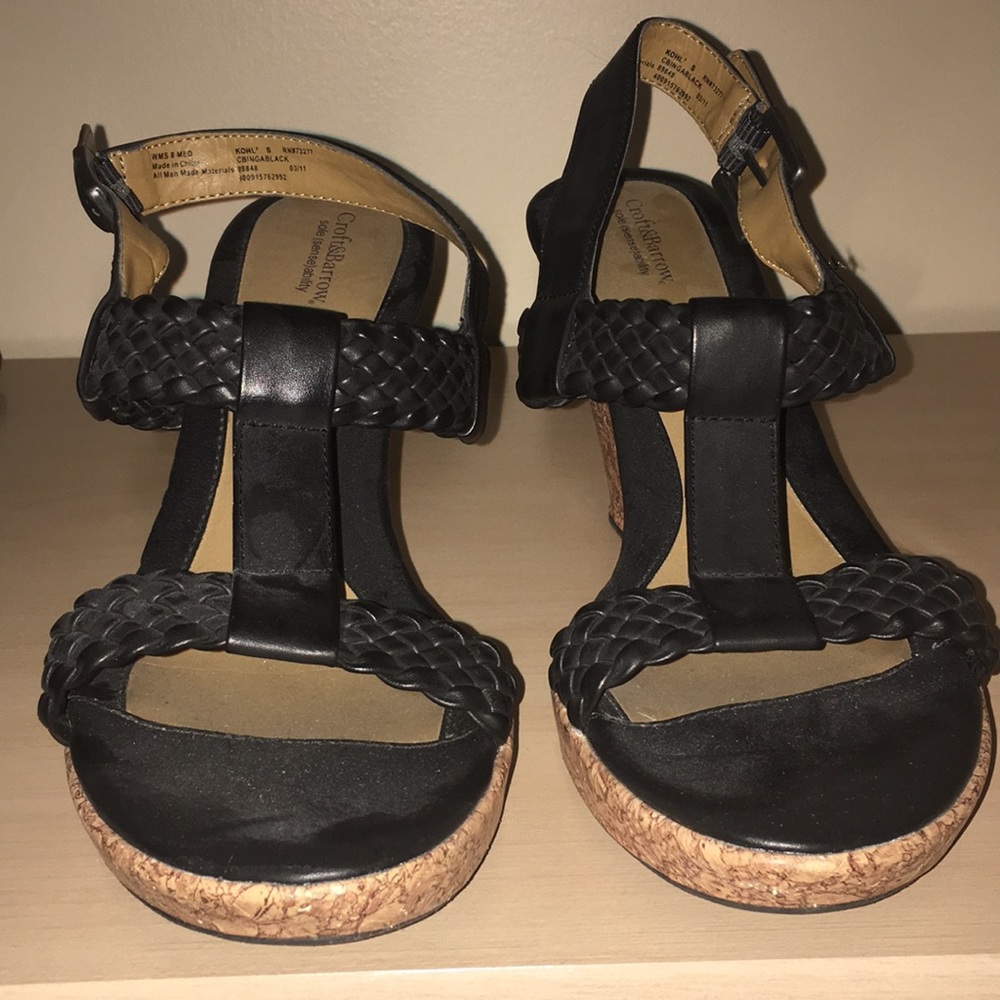 Black braided wedges